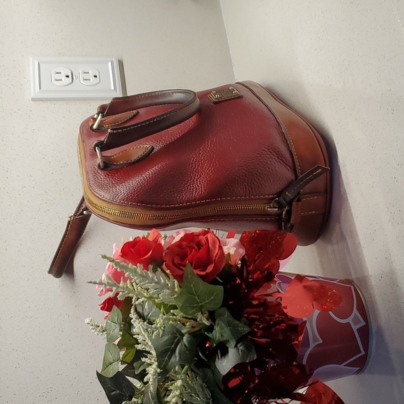 Dooney & Bourke Red & Brown Dome Pebbled Leather - Picture 2 of 16